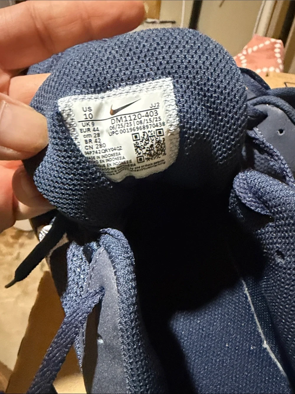 Nike Dark Blue Mesh Sneakers with White Swoosh